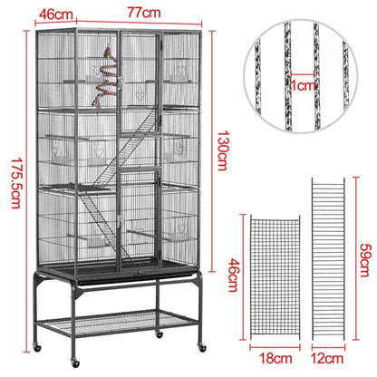 175.5cm H Extra Large Pet Cage Mobile Large Bird Cage Parrot Cage