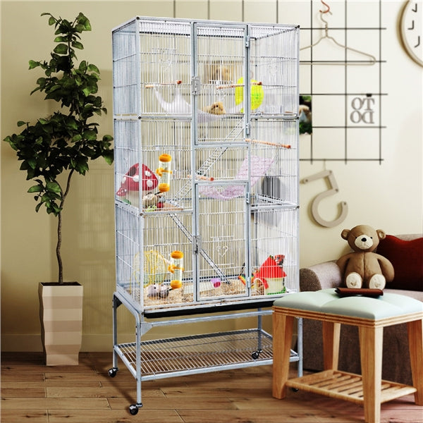 175.5cm H Extra Large Bird Cage Rolling Metal Pet Cage