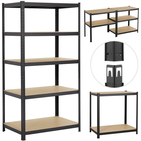 5 Tiers Metal Storage Shelving Adjustable Display Rack Unit