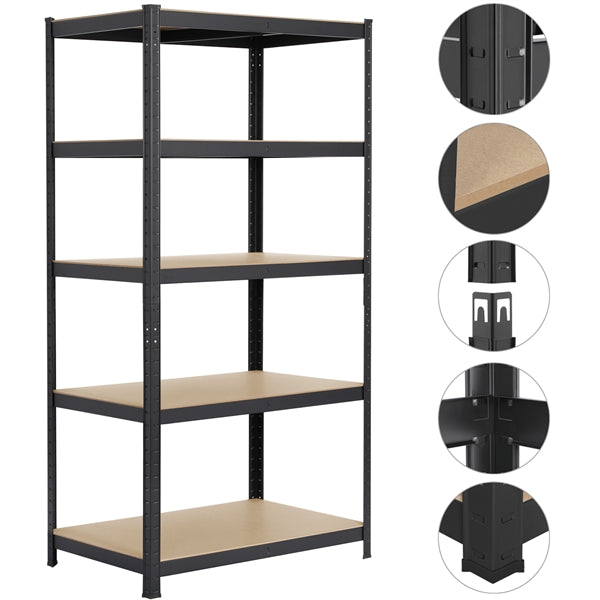 5 Tiers Metal Storage Shelving Adjustable Display Rack Unit