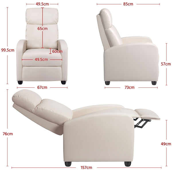 Recliner Chair Recliner Sofa Adjustable Modern Single Reclining Chair Upholstered Sofa