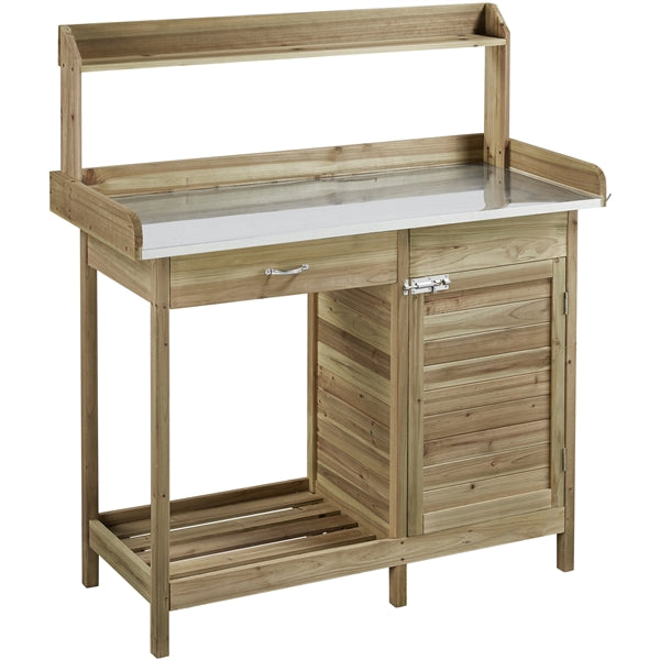 Outdoor Garden Potting Bench Table Work Bench Metal Tabletop