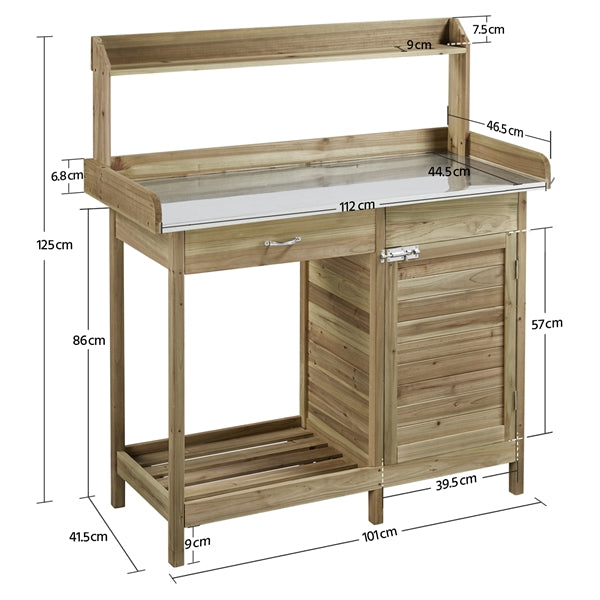 Outdoor Garden Potting Bench Table Work Bench Metal Tabletop