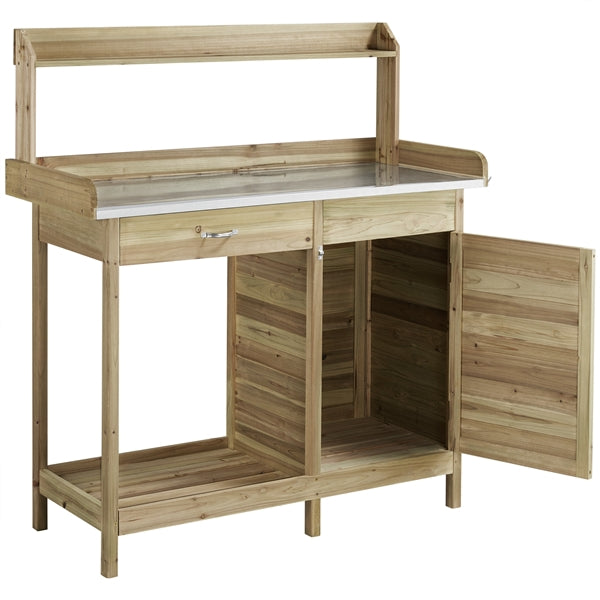 Outdoor Garden Potting Bench Table Work Bench Metal Tabletop