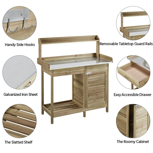 Outdoor Garden Potting Bench Table Work Bench Metal Tabletop