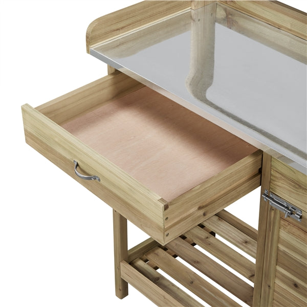 Outdoor Garden Potting Bench Table Work Bench Metal Tabletop
