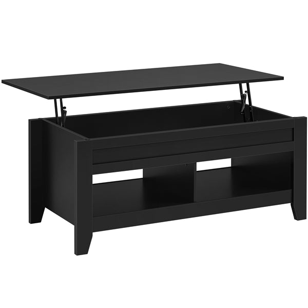 L 120cm Lift Top Coffee Table w/Hidden Compartment & 2 Open Shelves
