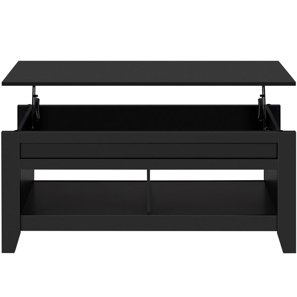 L 120cm Lift Top Coffee Table w/Hidden Compartment & 2 Open Shelves