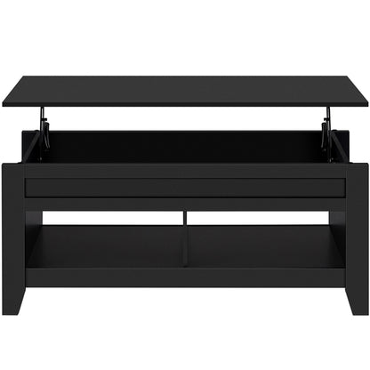 L 120cm Lift Top Coffee Table w/Hidden Compartment & 2 Open Shelves