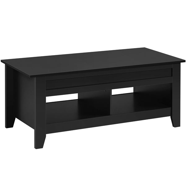 L 120cm Lift Top Coffee Table w/Hidden Compartment & 2 Open Shelves