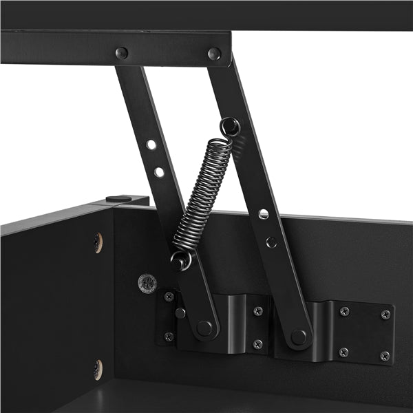 L 120cm Lift Top Coffee Table w/Hidden Compartment & 2 Open Shelves