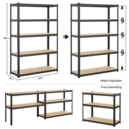 5-Tier Metal Storage Shelving Adjustable Display Rack Unit Overhead Storage Shelves