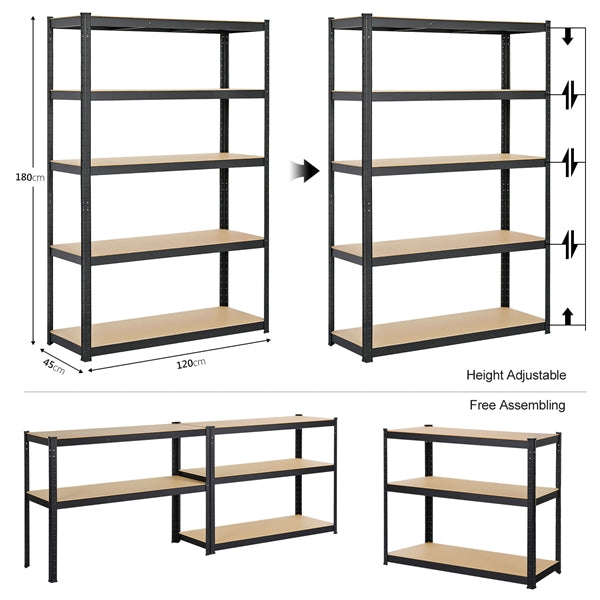 5-Tier Metal Storage Shelving Adjustable Display Rack Unit Overhead Storage Shelves