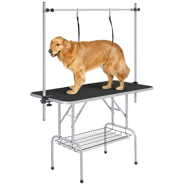 Foldable Pet Grooming Table Stainless Steel Arm Frame Height Adjustable