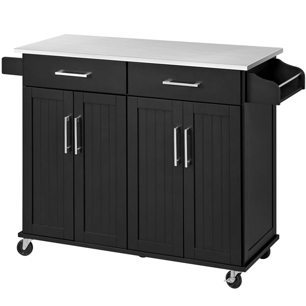 Kitchen Island on Wheels Kitchen Cart Trolley with Stainless Steel Top