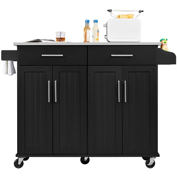 Kitchen Island on Wheels Kitchen Cart Trolley with Stainless Steel Top