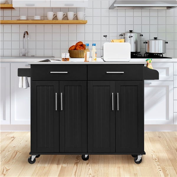 Kitchen Island on Wheels Kitchen Cart Trolley with Stainless Steel Top