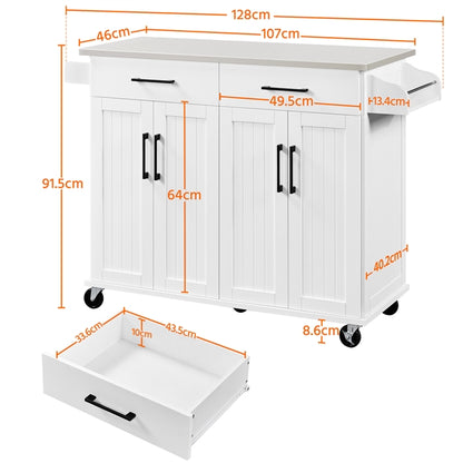 Stainless Steel Top Rolling Kitchen Island Cart Kitchen Trolley