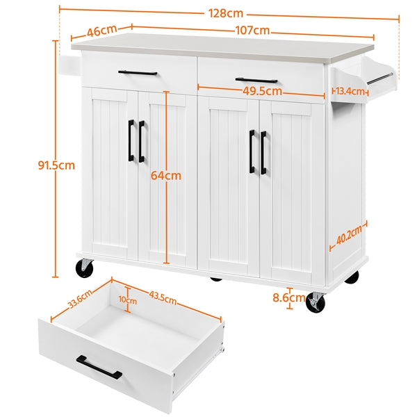 Stainless Steel Top Rolling Kitchen Island Cart Kitchen Trolley