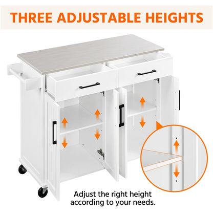 Stainless Steel Top Rolling Kitchen Island Cart Kitchen Trolley