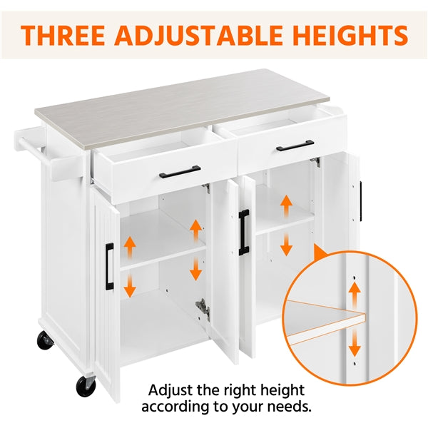 Stainless Steel Top Rolling Kitchen Island Cart Kitchen Trolley