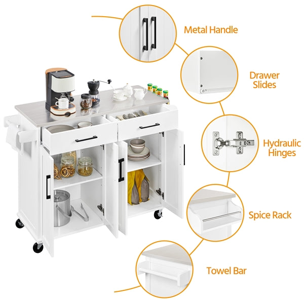 Stainless Steel Top Rolling Kitchen Island Cart Kitchen Trolley