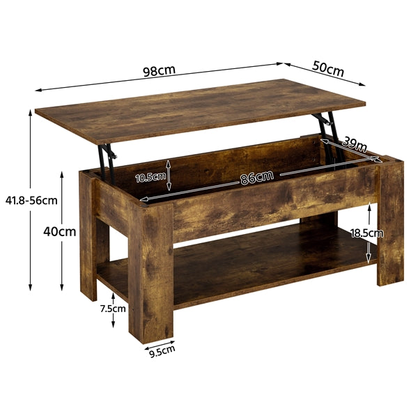 Lift Top Coffee Table with Gas Lift Mechanism Water-Resistant Center Table