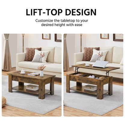 Lift Top Coffee Table with Gas Lift Mechanism Water-Resistant Center Table