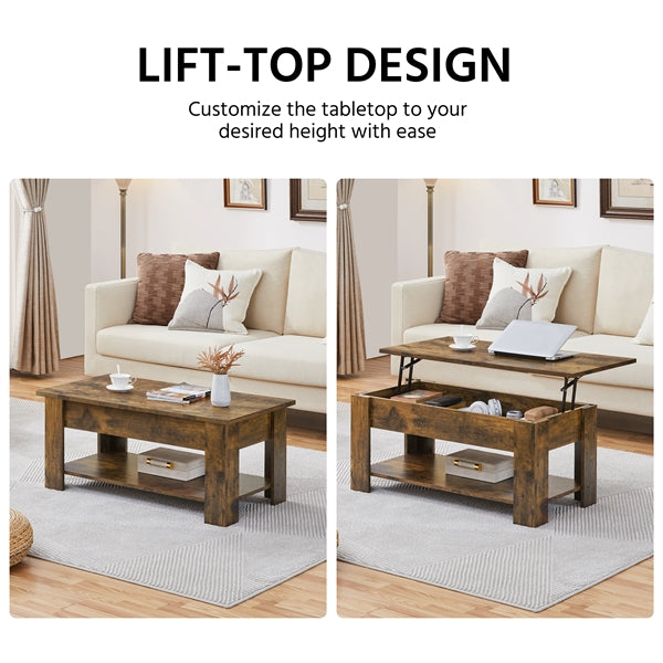Lift Top Coffee Table with Gas Lift Mechanism Water-Resistant Center Table
