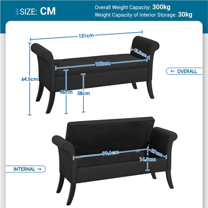 Modern Fabric Tufted Storage Bench Ottoman