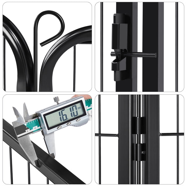 80×100cm Dog Playpen Panels, Black Iron Pet Fence w/Door, Heavy Duty Exercise Pen