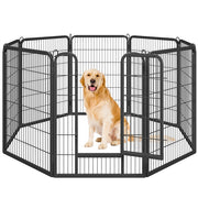 80×100cm Dog Playpen Panels, Black Iron Pet Fence w/Door, Heavy Duty Exercise Pen