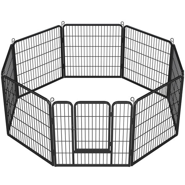 31.5"/80cm Heavy Duty Dog Playpen w/Door, Black Metal Folding Pet Enclosure for Dogs, Ducks & Rabbits