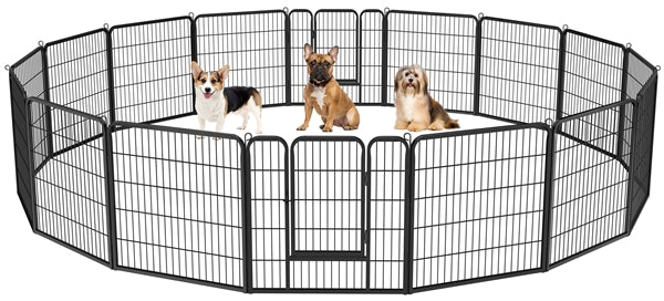 31.5"/80cm Heavy Duty Dog Playpen w/Door, Black Metal Folding Pet Enclosure for Dogs, Ducks & Rabbits