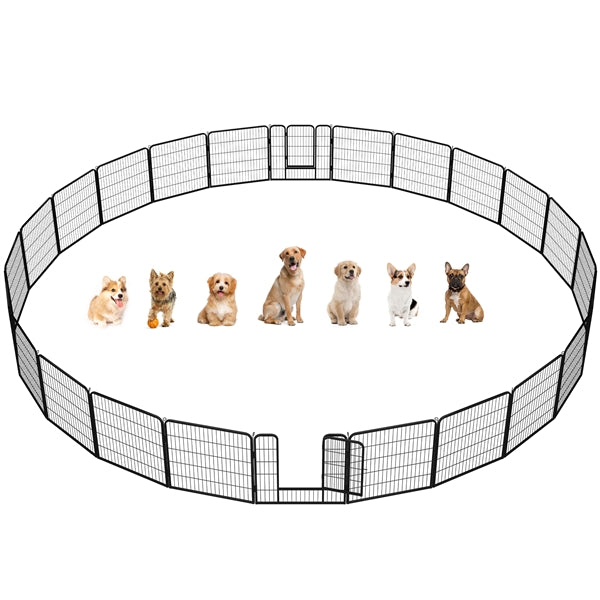 31.5"/80cm Heavy Duty Dog Playpen w/Door, Black Metal Folding Pet Enclosure for Dogs, Ducks & Rabbits