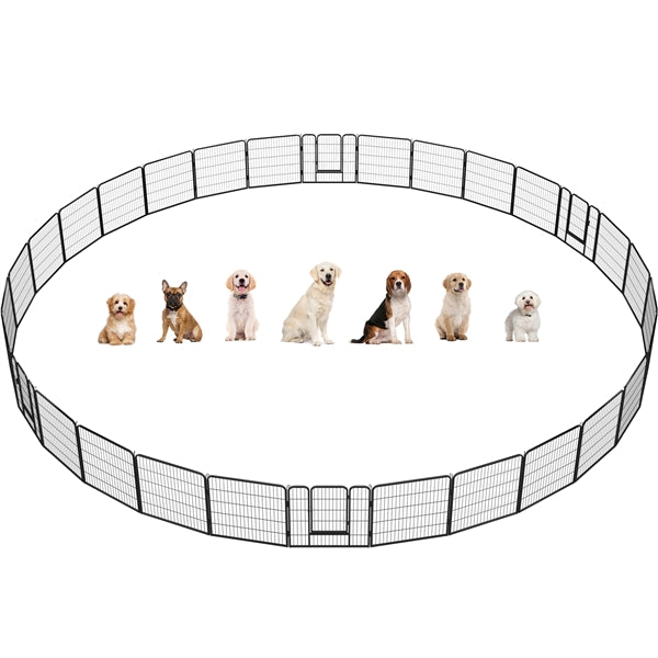 31.5"/80cm Heavy Duty Dog Playpen w/Door, Black Metal Folding Pet Enclosure for Dogs, Ducks & Rabbits