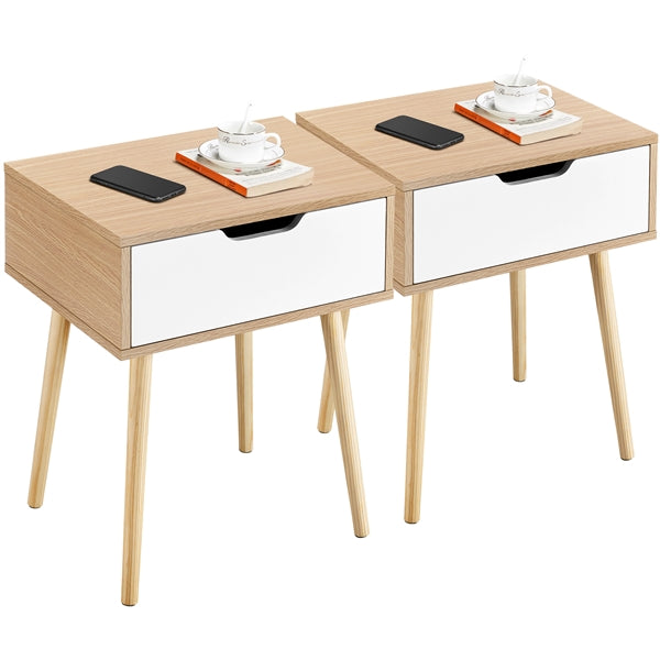 Set of 2 Mid-Century Modern Accent Sofa Side End Table Nightstand