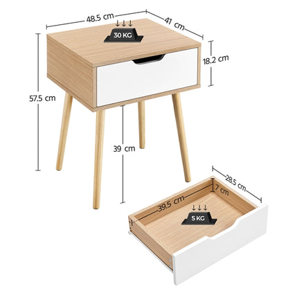 Set of 2 Mid-Century Modern Accent Sofa Side End Table Nightstand