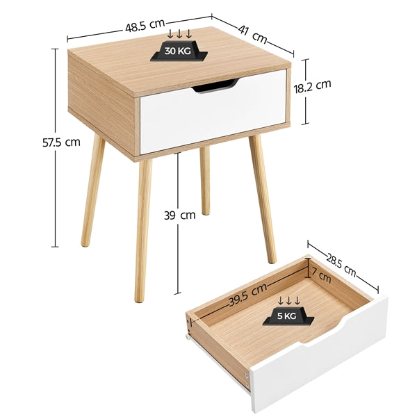 Set of 2 Mid-Century Modern Accent Sofa Side End Table Nightstand