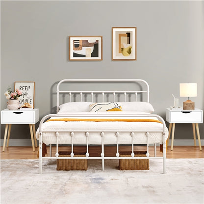 Set of 2 Nightstand with Drawer Wood Legs Accent Sofa Side End Table