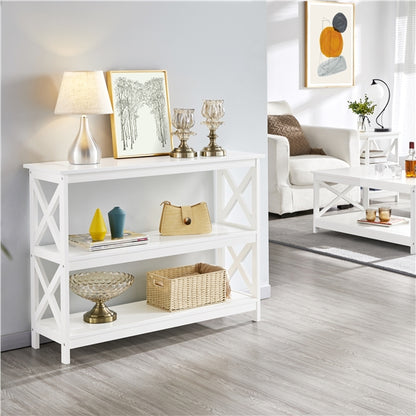 3-Tier Wooden Console Table Sofa Side Table Entryway Table