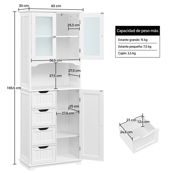 65.5″ Tall Bathroom Storage Cabinet, Freestanding Bathroom Cabinet