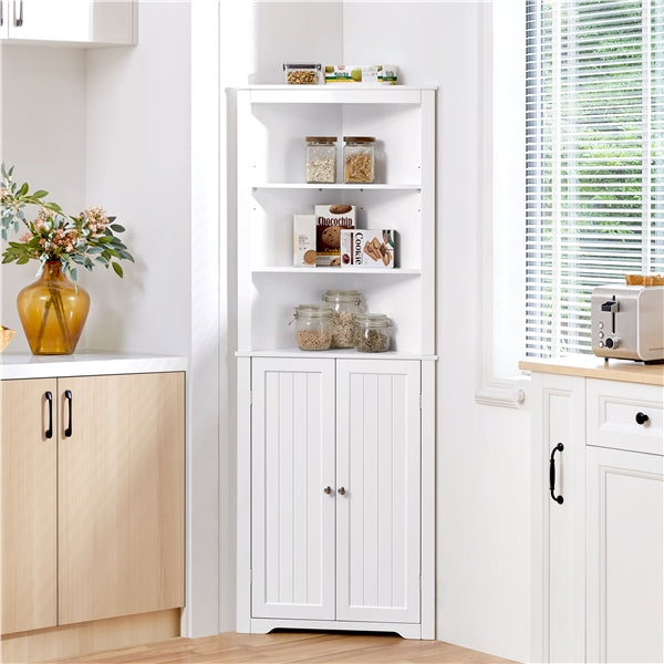 64.5″ H Tall Corner Cabinet Corner Shelving Unit Freestanding Bathroom Cabinet