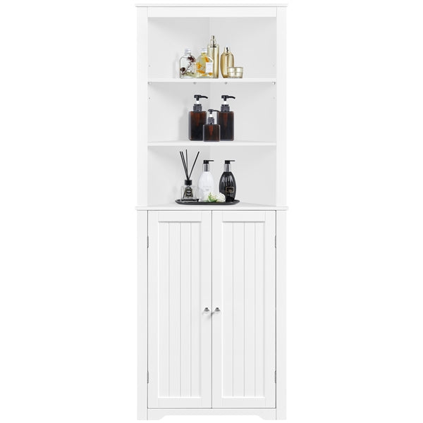 64.5″ H Tall Corner Cabinet Corner Shelving Unit Freestanding Bathroom Cabinet