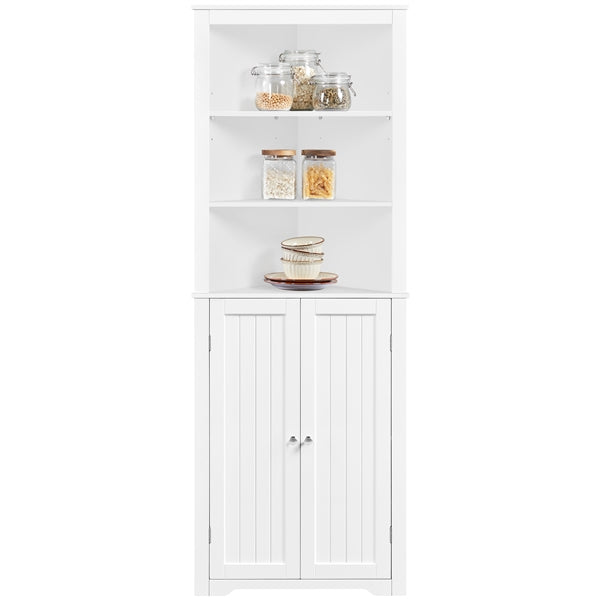 64.5″ H Tall Corner Cabinet Corner Shelving Unit Freestanding Bathroom Cabinet