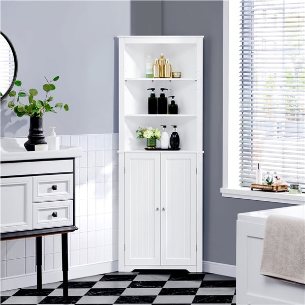 64.5″ H Tall Corner Cabinet Corner Shelving Unit Freestanding Bathroom Cabinet