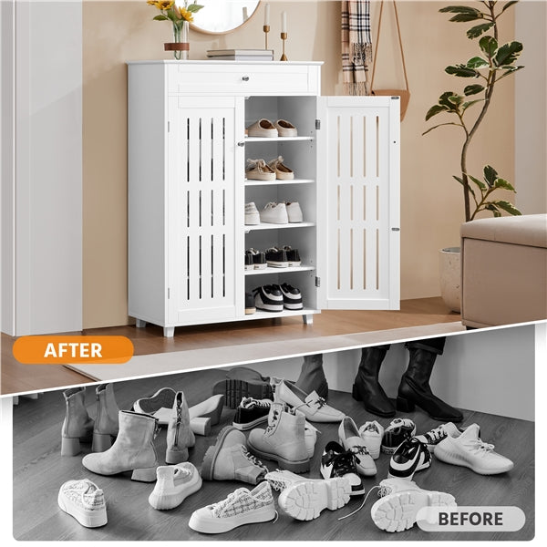 5-Tier & 1 Drawer Shoe Storage Cabinet Closed Adjustable Shoes Rack