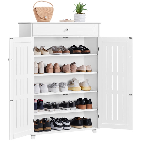 5-Tier & 1 Drawer Shoe Storage Cabinet Closed Adjustable Shoes Rack