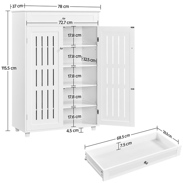 5-Tier & 1 Drawer Shoe Storage Cabinet Closed Adjustable Shoes Rack