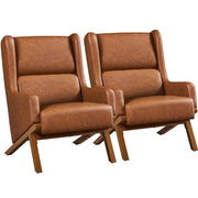 2pcs High Back PU Leather Accent Armchair